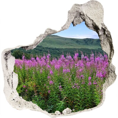 Hole in the wall sticker Floral landscape in the mountains