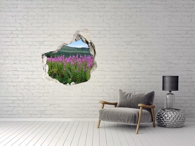 Hole in the wall sticker Floral landscape in the mountains