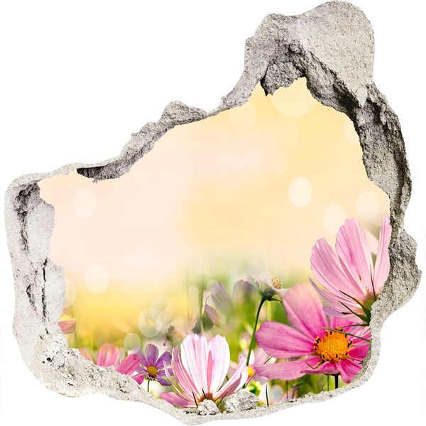 Hole in the wall sticker A floral landscape behind a hole in the wall