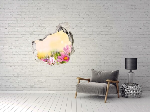 Hole in the wall sticker A floral landscape behind a hole in the wall