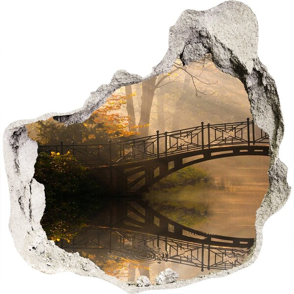 Hole in the wall sticker A bridge in a foggy park