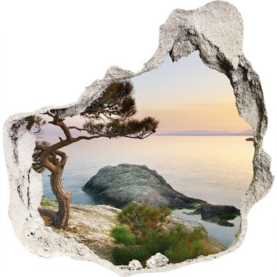 Hole in the wall sticker Seaside view at sunset