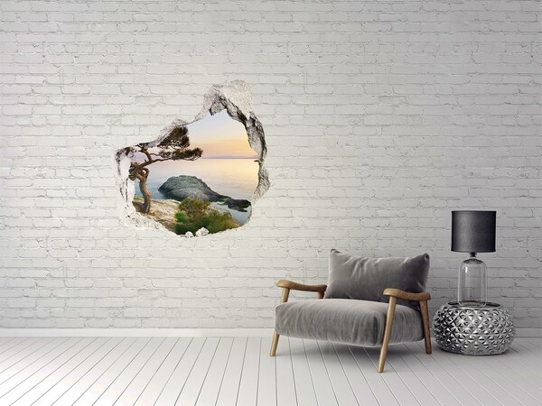 Hole in the wall sticker Seaside view at sunset