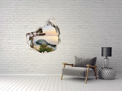 Hole in the wall sticker Seaside view at sunset