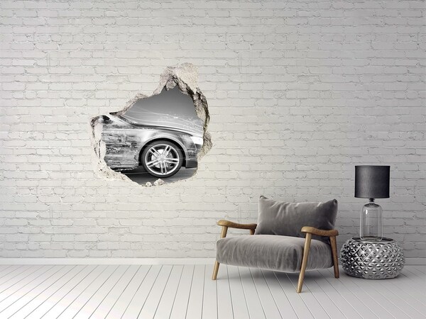 Hole in the wall sticker A car is moving through a wall