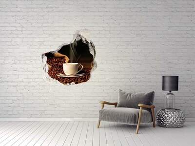 Hole in the wall decal Coffee in a cup