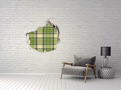Hole wall sticker Green checkered pattern