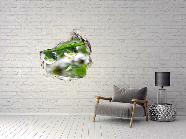3D wall hole Floral oasis with water drops