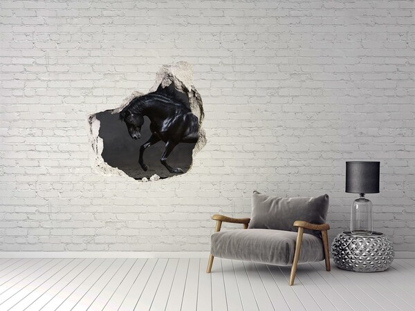 Hole wall sticker Black Horse