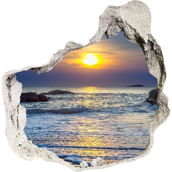 Hole wall sticker Sunset over the sea