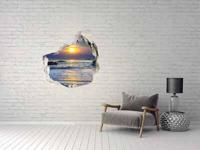 Hole wall sticker Sunset over the sea