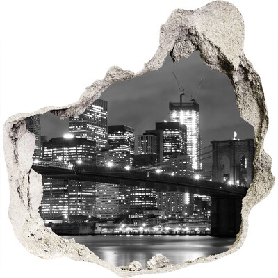 3D wall hole wallpaper View of New York at night