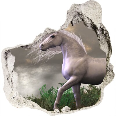 Hole wall sticker Gray unicorn