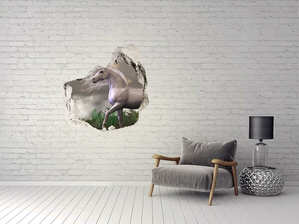 Hole wall sticker A mythical horse in a magical landscape
