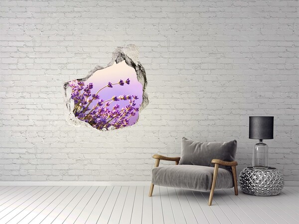 Hole in the wall sticker Lavender flowers in the morning light