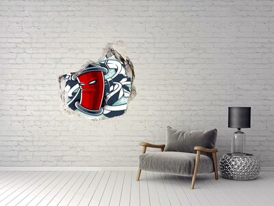 Hole wall sticker Red mug with graffiti
