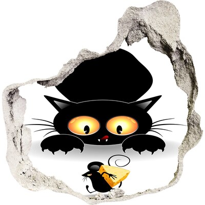 Hole in the wall sticker Cat and mouse