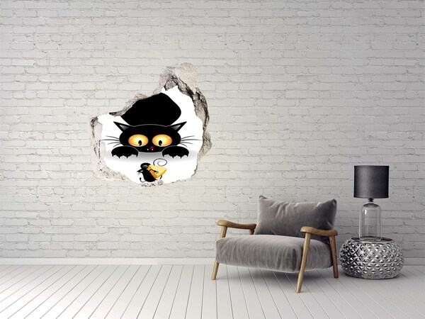 Hole in the wall sticker Cat and mouse