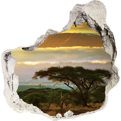 Hole in the wall sticker African landscape with trees