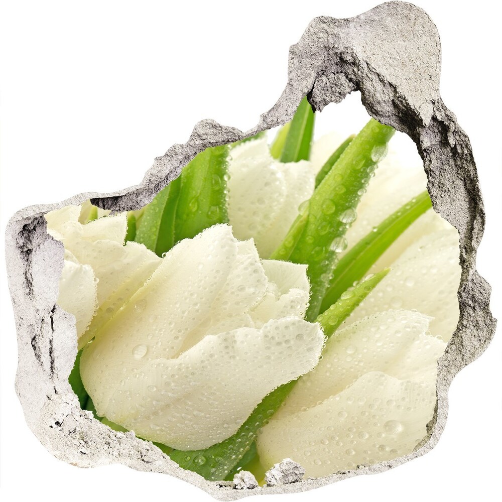 Hole in the wall decal White tulips