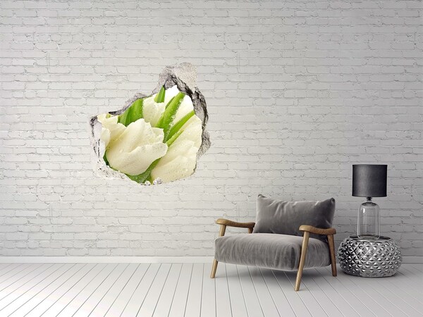 Hole in the wall decal White tulips