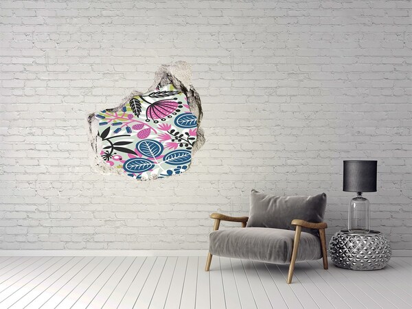 Hole in the wall sticker Floral pattern