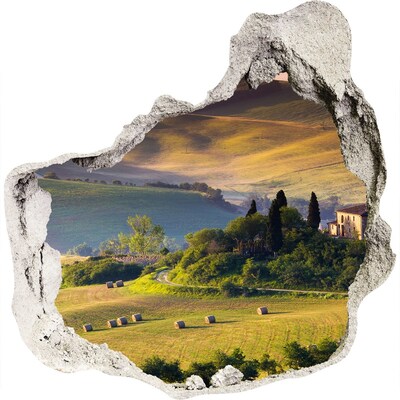 3D wall hole wallpaper The idyllic landscape of Tuscany