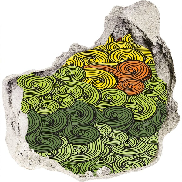 3D wall hole wallpaper Colorful swirls on the wall