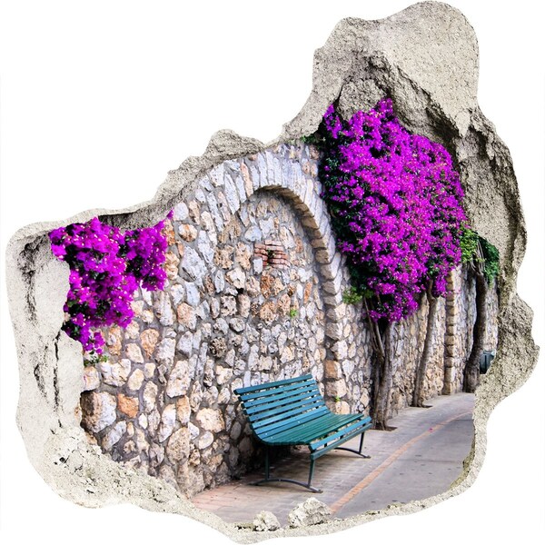 Hole wall sticker Flower alley in the stone wall