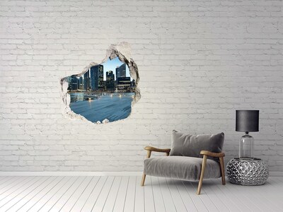 Hole in the wall sticker View of the city at night
