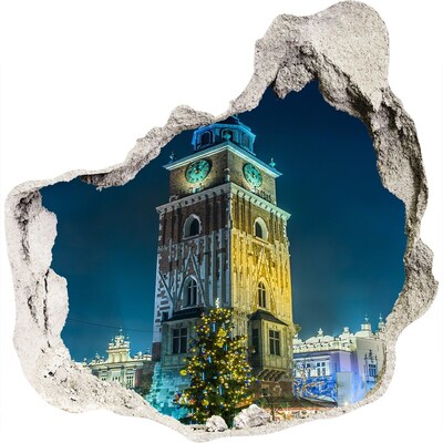 Hole wall sticker Clock Tower in Krakow