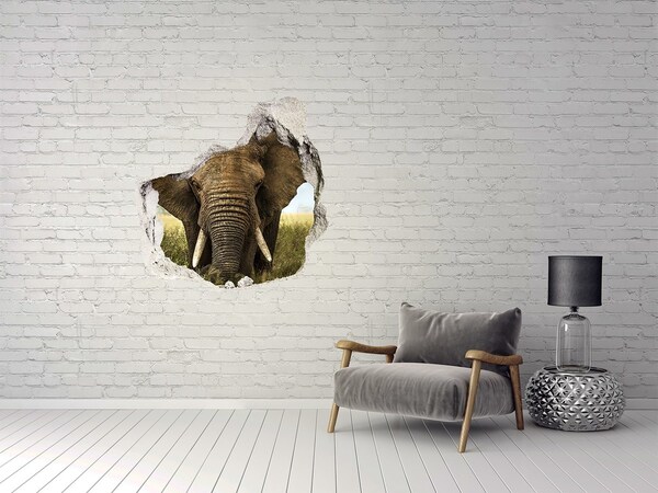 Hole wall sticker Elephants in their natural habitat