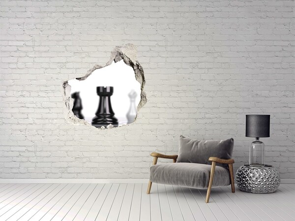 3D wall hole Playing chess through a hole in the wall