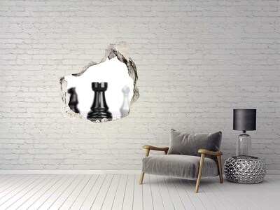 3D wall hole Playing chess through a hole in the wall