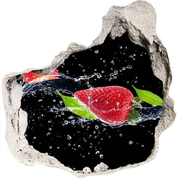 3D wall hole Strawberry in water