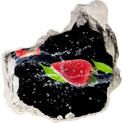 3D wall hole Strawberries and water