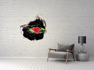 3D wall hole Strawberry in water