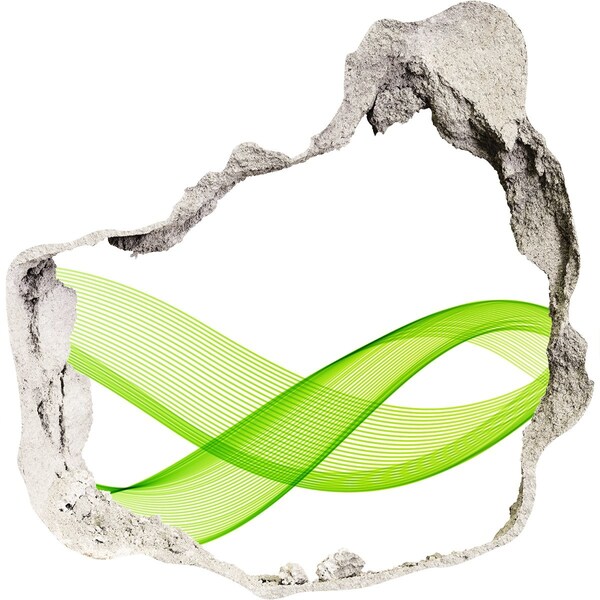 Hole wall sticker Green wave in the hole in the wall