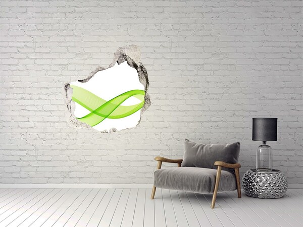 Hole wall sticker Green wave in the hole in the wall