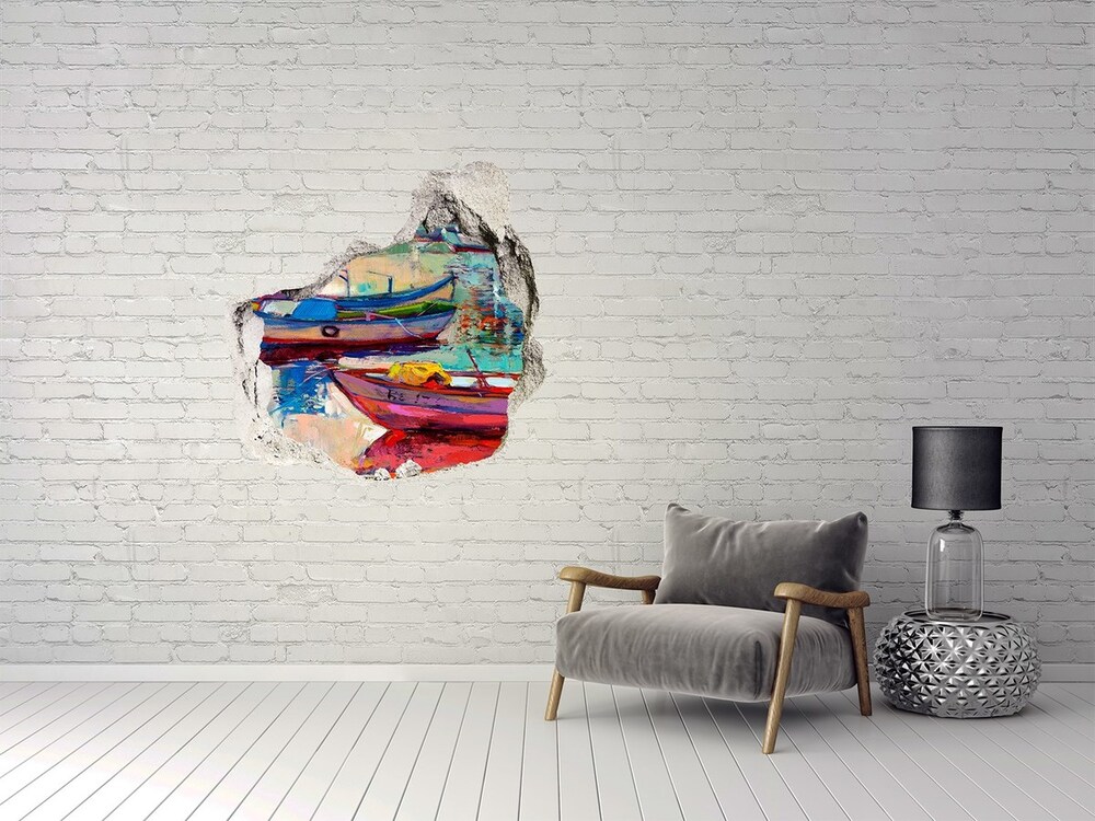 3D wall hole Colorful boats