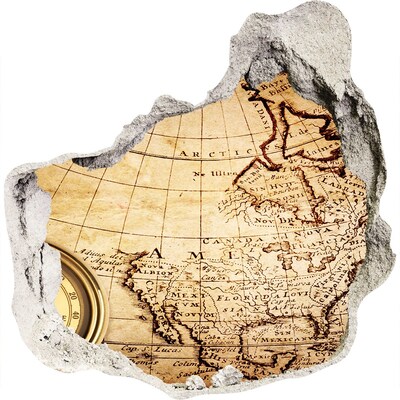 Hole wall sticker Old map of America