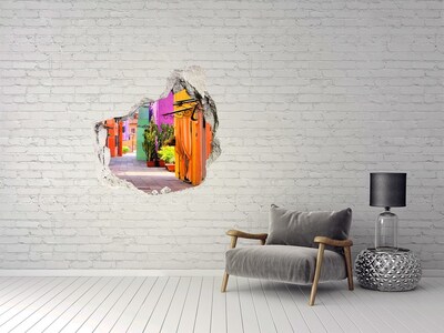 3D wall hole wallpaper A colorful street in Mexico