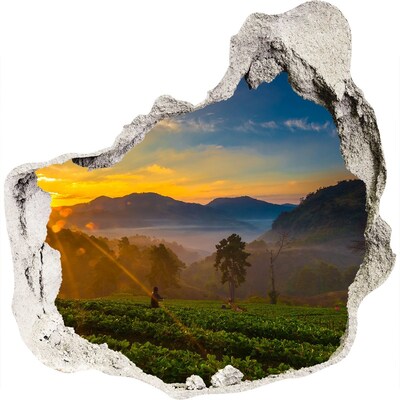 Hole in the wall sticker Sunset in the mountains