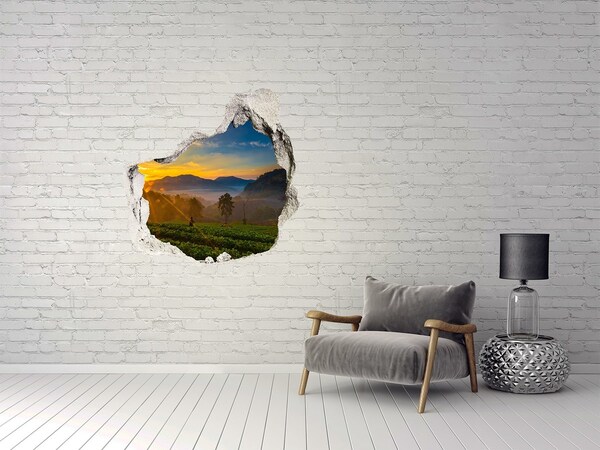 Hole in the wall sticker Sunset in the mountains