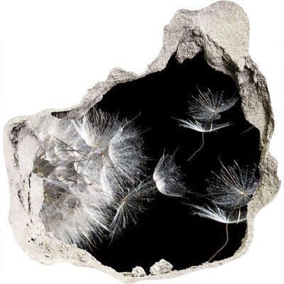 Hole wall sticker Dandelions in black space