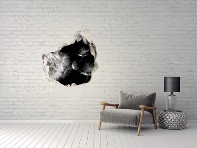 Hole wall sticker Dandelions in black space