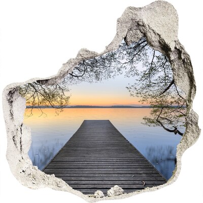 Hole in the wall decal Sunset over the lake