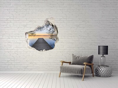 Hole in the wall decal Sunset over the lake