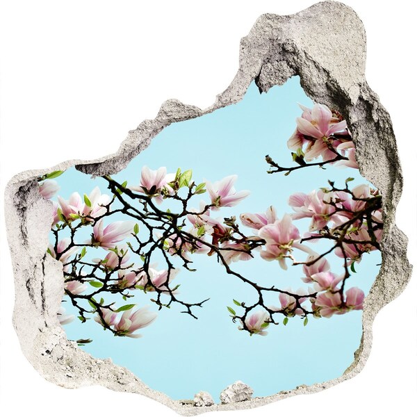 Hole wall sticker Spring magnolias in a blue sky