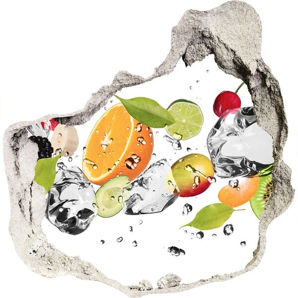 Hole wall sticker Fruit cocktail in a waterfall